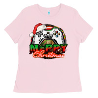 Bubblegum Pink Gamer Merry Christmas Ladies Tee - NancyCooperArtShop