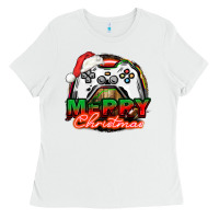 White Gamer Merry Christmas Ladies Tee - NancyCooperArtShop