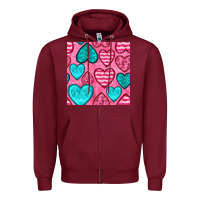 Burgundy valentines day hearts seamless pattern Zipper Hoodie - BundleAndBundleShop