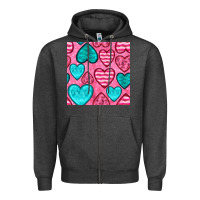 Charcoal Heather valentines day hearts seamless pattern Zipper Hoodie - BundleAndBundleShop