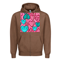Chestnut valentines day hearts seamless pattern Zipper Hoodie - BundleAndBundleShop