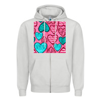 Dove Grey valentines day hearts seamless pattern Zipper Hoodie - BundleAndBundleShop