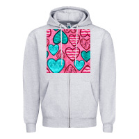 Heather Grey valentines day hearts seamless pattern Zipper Hoodie - BundleAndBundleShop