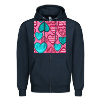 Navy valentines day hearts seamless pattern Zipper Hoodie - BundleAndBundleShop