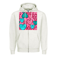 Oatmeal Heather valentines day hearts seamless pattern Zipper Hoodie - BundleAndBundleShop
