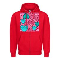 Red valentines day hearts seamless pattern Zipper Hoodie - BundleAndBundleShop