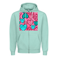 Seafoam valentines day hearts seamless pattern Zipper Hoodie - BundleAndBundleShop