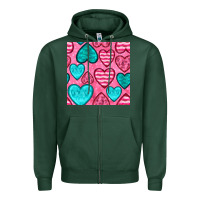 Valentines Day Hearts Seamless Pattern Zipper Hoodie | Teevron