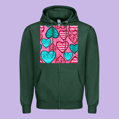 Valentines Day Hearts Seamless Pattern Zipper Hoodie Designed By Bundleandbundleshop