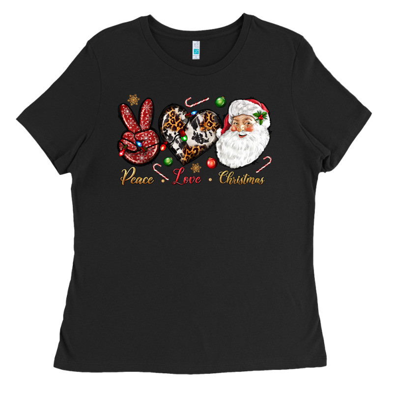 Peace Love Christmas Ladies Tee by NancyCooperArtShop | Teevron