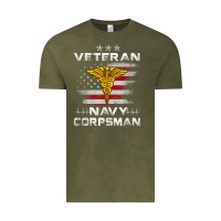 Vintage Olive Veteran Navy Corpsman Patriotic 4th of July Gifts Vintage Tee - minhPixels