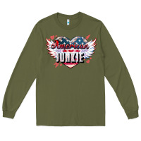 Army Green American junkie 4th of july Long Sleeve Tee - HowdyJamesFarm