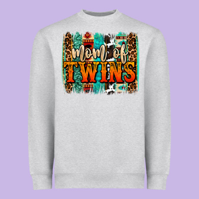 Mom Of Twins Western Brushstroke Heavyweight Sweatshirt Designed By Oliviacreatesart