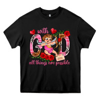 Black with god all things are possible Heavy Core Tee - NancyCooperArtShop