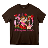 Chocolate Brown with god all things are possible Heavy Core Tee - NancyCooperArtShop