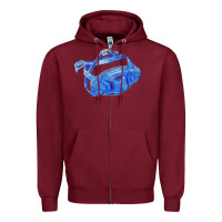Burgundy Chin Guard Fa Element 1 Zipper Hoodie - FaDigitalArtStudio