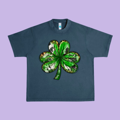 Shamrock With Leopard And Cowhide Urban Heavy Tee Designed By Nancycooperartshop