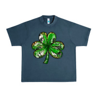 Midnight Navy shamrock with leopard and cowhide Urban Heavy Tee - NancyCooperArtShop