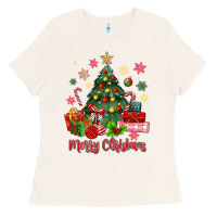 Bone merry christmas tree with gift box Ladies Tee - MaliasSmallBusiness