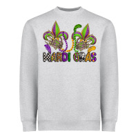 Heather Grey mardi gras skeleton hands  fleur de lis Heavyweight Sweatshirt - OliviaCreatesArt