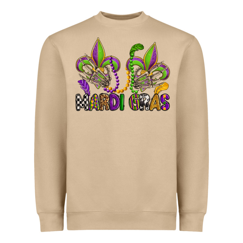 Mardi Gras Skeleton Hands  Fleur De Lis Heavyweight Sweatshirt by OliviaCreatesArt | Teevron