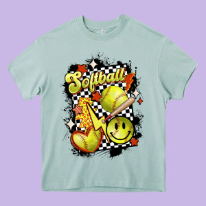 Vintage Softball Heavy Core Tee Designed By Maliassmallbusiness