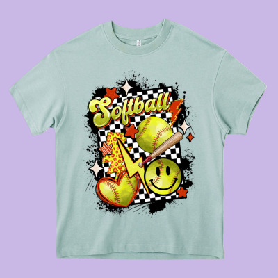 Vintage Softball Heavy Core Tee Designed By Maliassmallbusiness
