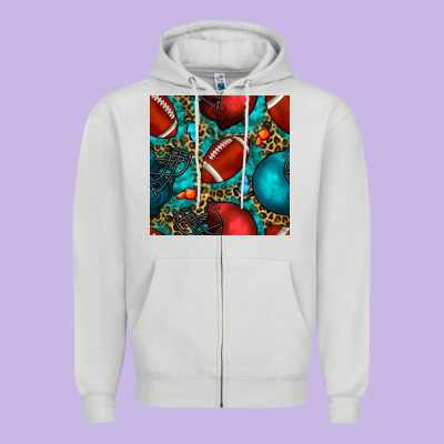 American Football Helmet With Leopard And Gemstone Zipper Hoodie Designed By Bundleandbundleshop