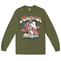 Army Green American unicorn magic Long Sleeve Tee - HowdyJamesFarm