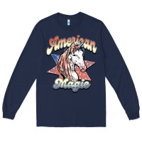 Navy American unicorn magic Long Sleeve Tee - HowdyJamesFarm