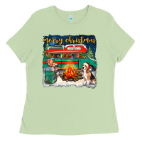 Matcha Merry Christmas with camper van Ladies Tee - NancyCooperArtShop
