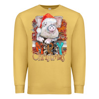 Antique Gold merry Christmas pig Premium Sweatshirt - CowhideDigitalArt