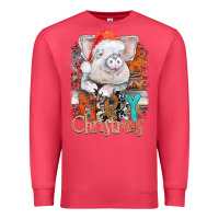 Cardinal merry Christmas pig Premium Sweatshirt - CowhideDigitalArt