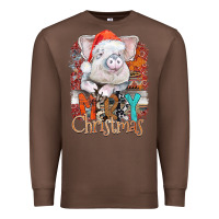 Chestnut merry Christmas pig Premium Sweatshirt - CowhideDigitalArt