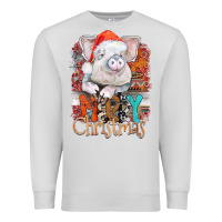 Dove Grey merry Christmas pig Premium Sweatshirt - CowhideDigitalArt