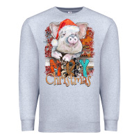 Heather Grey merry Christmas pig Premium Sweatshirt - CowhideDigitalArt