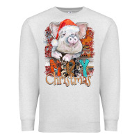 Oatmeal Heather merry Christmas pig Premium Sweatshirt - CowhideDigitalArt