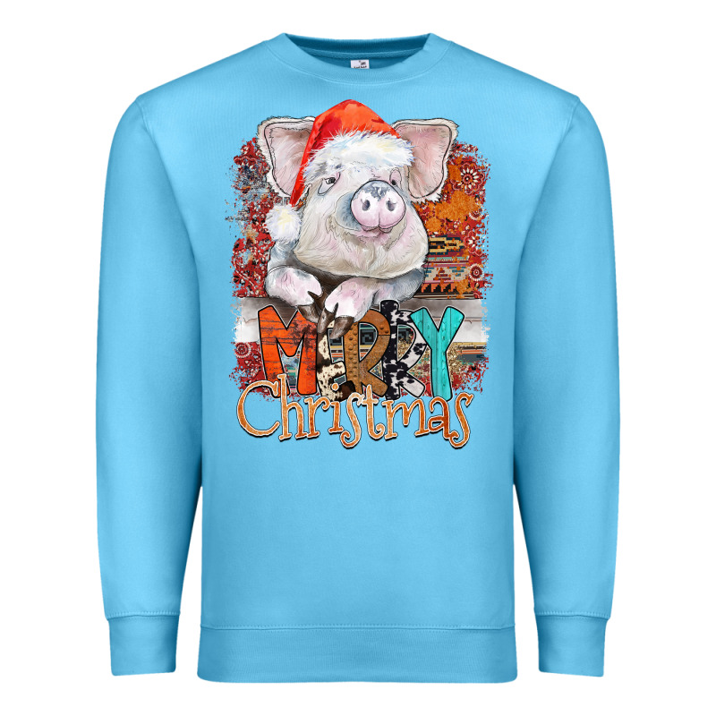 Merry Christmas Pig Premium Sweatshirt by CowhideDigitalArt | Teevron