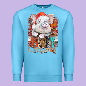 Merry Christmas Pig Premium Sweatshirt Designed By Cowhidedigitalart
