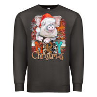 Smoke merry Christmas pig Premium Sweatshirt - CowhideDigitalArt