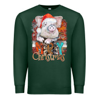 Sports Green merry Christmas pig Premium Sweatshirt - CowhideDigitalArt