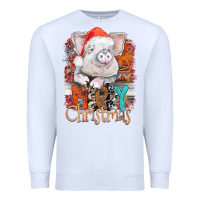 White merry Christmas pig Premium Sweatshirt - CowhideDigitalArt