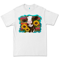 White western cow sunflowers serape leopard Premium Tee - RanaPortraitStore