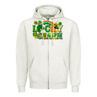 Oatmeal Heather lucky charm Zipper Hoodie - FaDigitalArtStudio