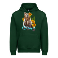 Forest Green mama bear with sunflowers and cactus Urban Hoodie - Artiststas
