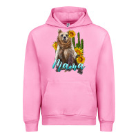 Fuchsia Pink mama bear with sunflowers and cactus Urban Hoodie - Artiststas