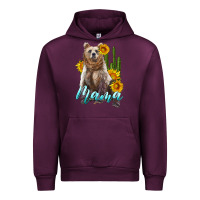 Mauve Wine mama bear with sunflowers and cactus Urban Hoodie - Artiststas