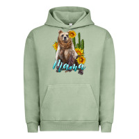 Pigment Oil Green mama bear with sunflowers and cactus Urban Hoodie - Artiststas