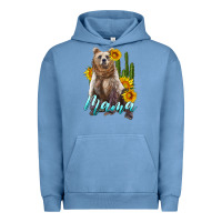 Pigment Pebble Blue mama bear with sunflowers and cactus Urban Hoodie - Artiststas