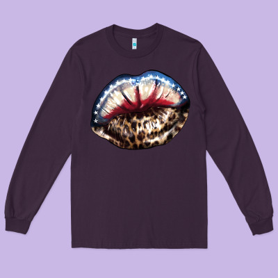 American Lip Leopard 4th Of July Long Sleeve Tee Designed By Howdyjamesfarm